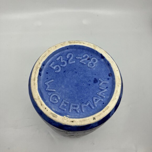 Vintage SCHEURICH KERAMIK Blue Mottled Vase 532-28 West German Pottery MCM - Picture 8 of 10